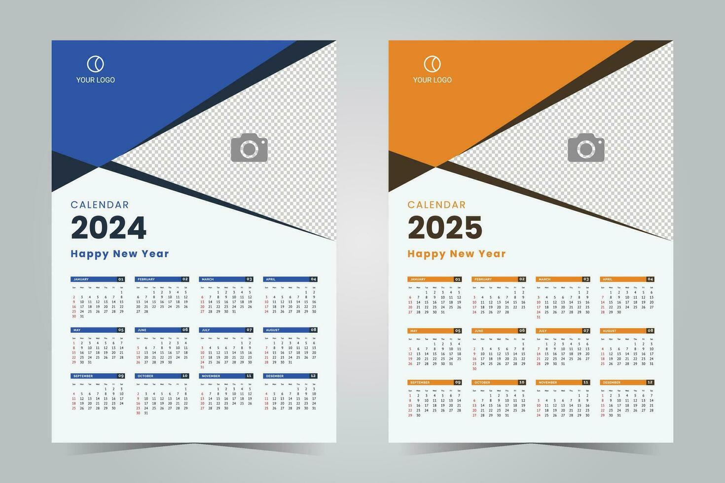 2024 e 2025 parete calendario design modello. scrivania calendario vettore per aziendale