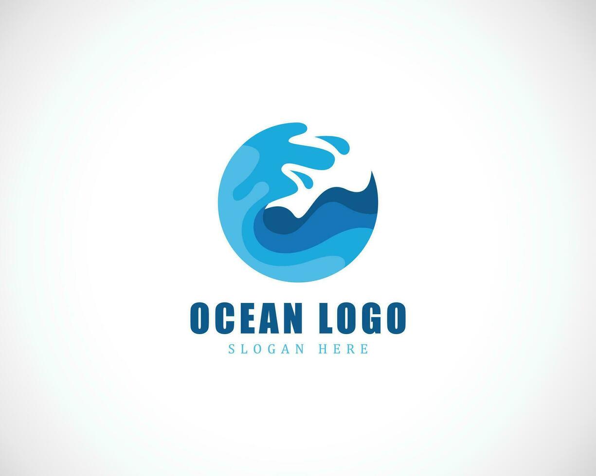 oceano logo creativo colore moderno cerchio acqua onda vettore