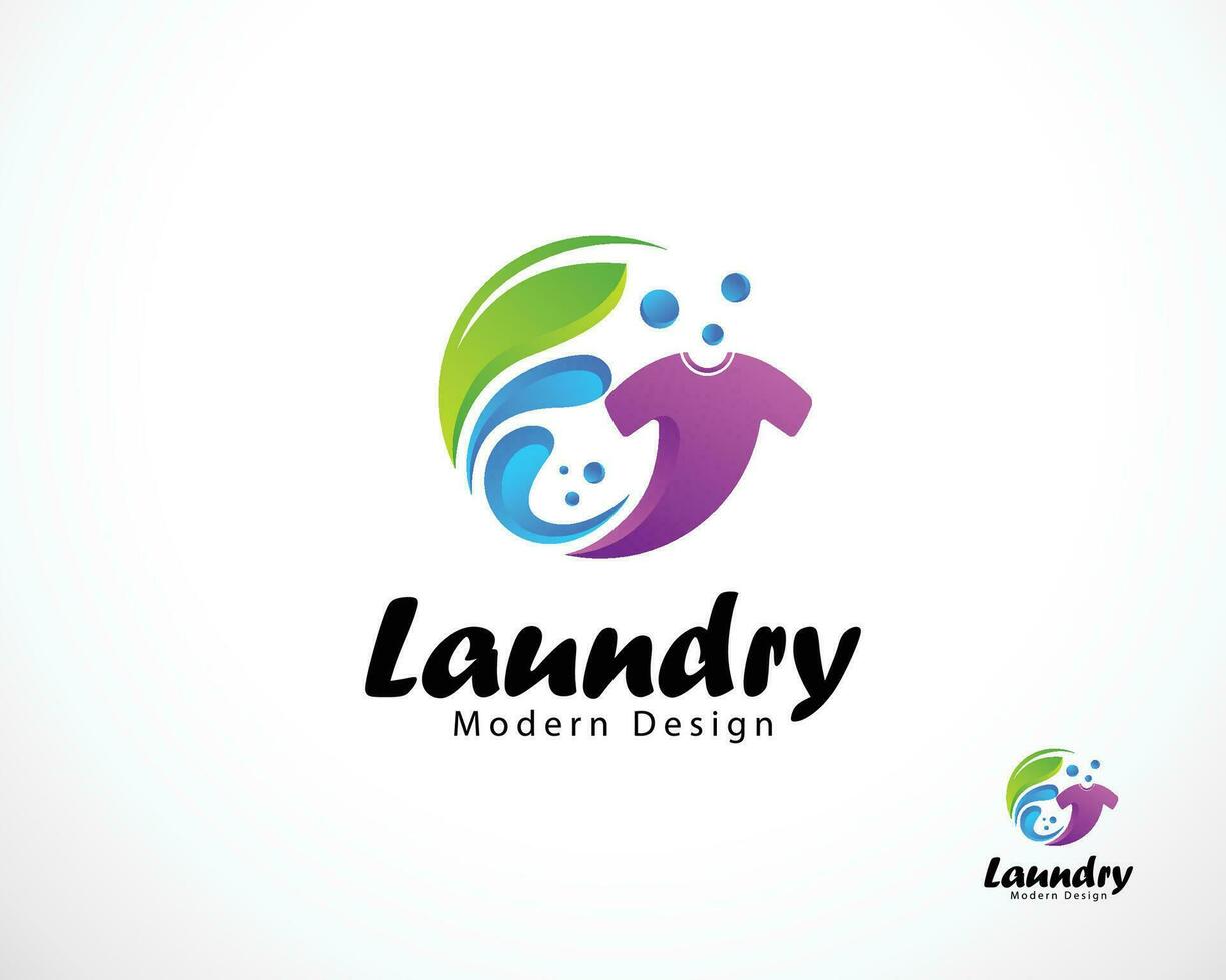 lavanderia logo creativo colore pulito natura Abiti design concetto creativo vettore