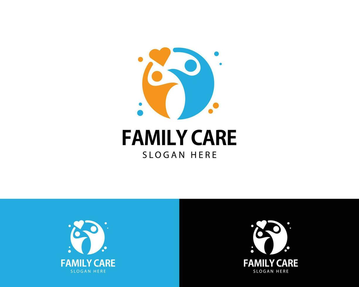 famiglia cura logo creativo cuore persone illustrazione vettore astratto