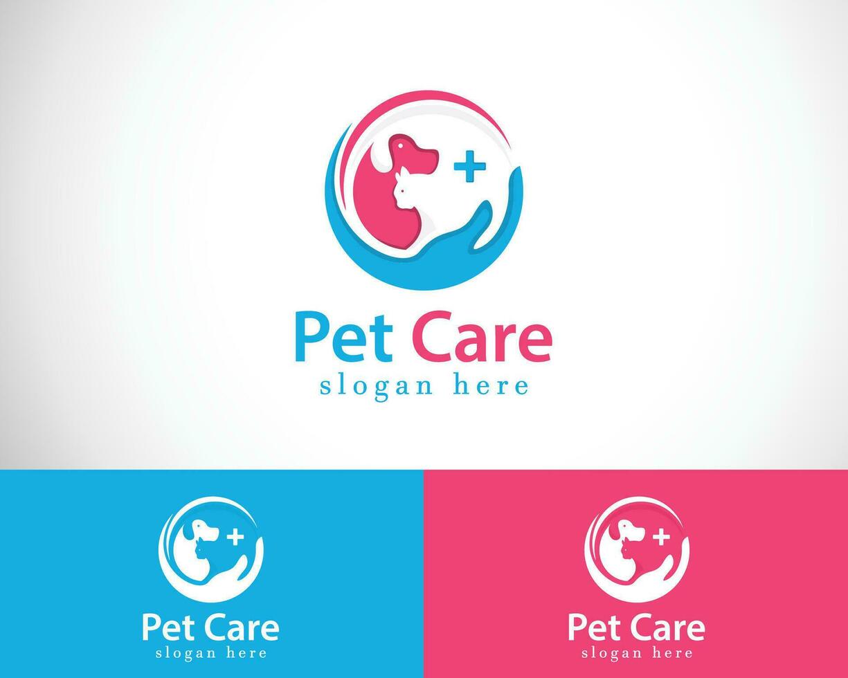 animale domestico cura logo creativo mano medico illustrazione vettore cane e gatto animale Salute