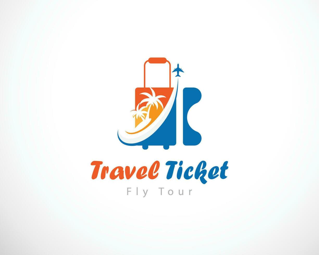 viaggio spiaggia logo creativo volare giro aereo design concetto moderno biglietto logo icona vettore