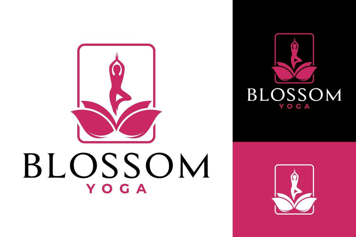 yoga fioritura naturale fiore calma bellezza logo design vettore