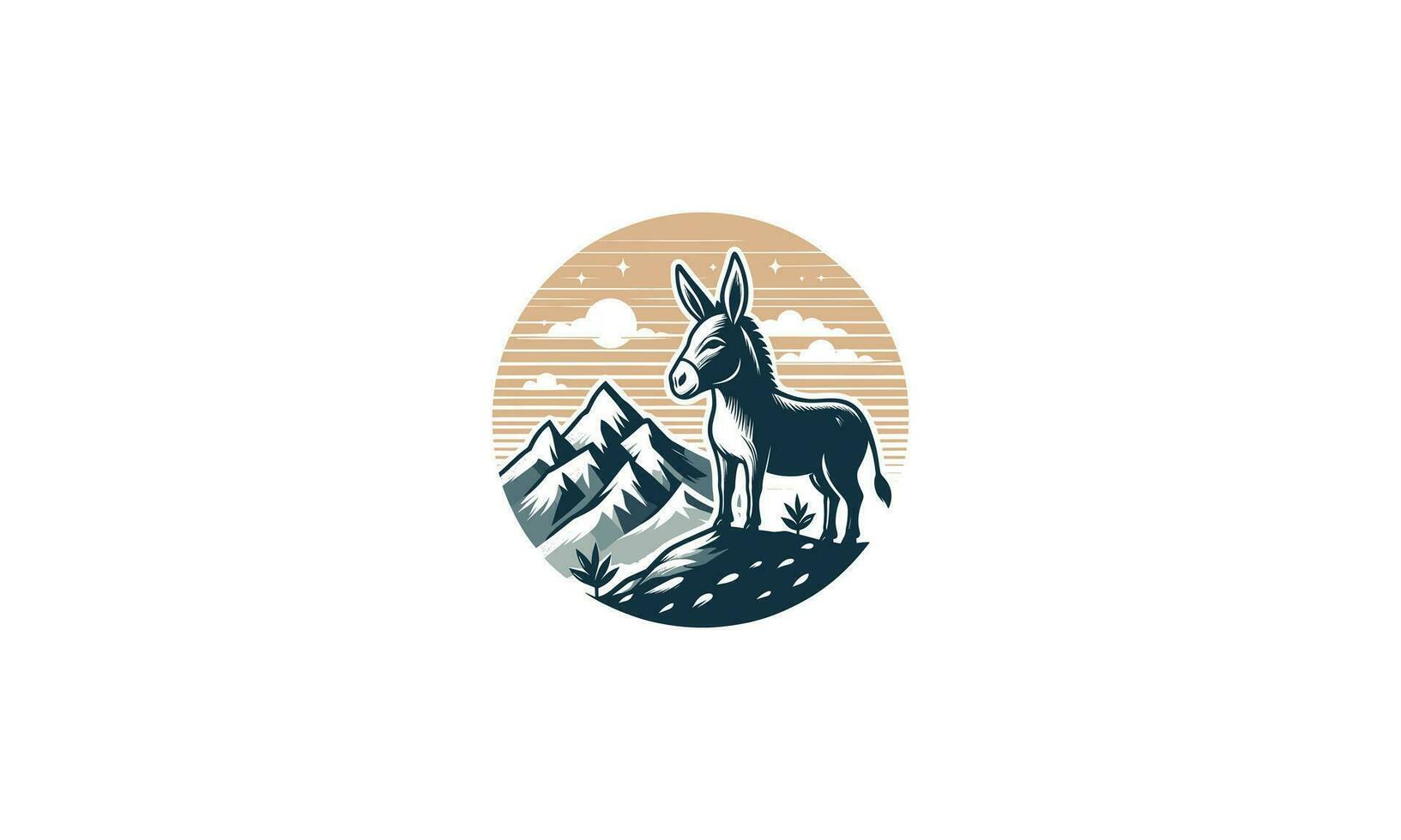 asino su montagna vettore illustrazione logo design