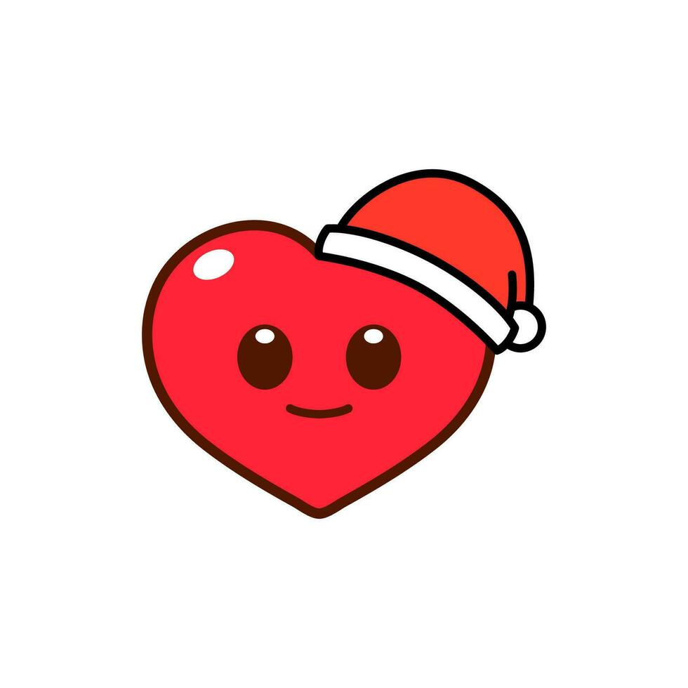 cuore personaggio indossare Santa cappello illustrazione vettore