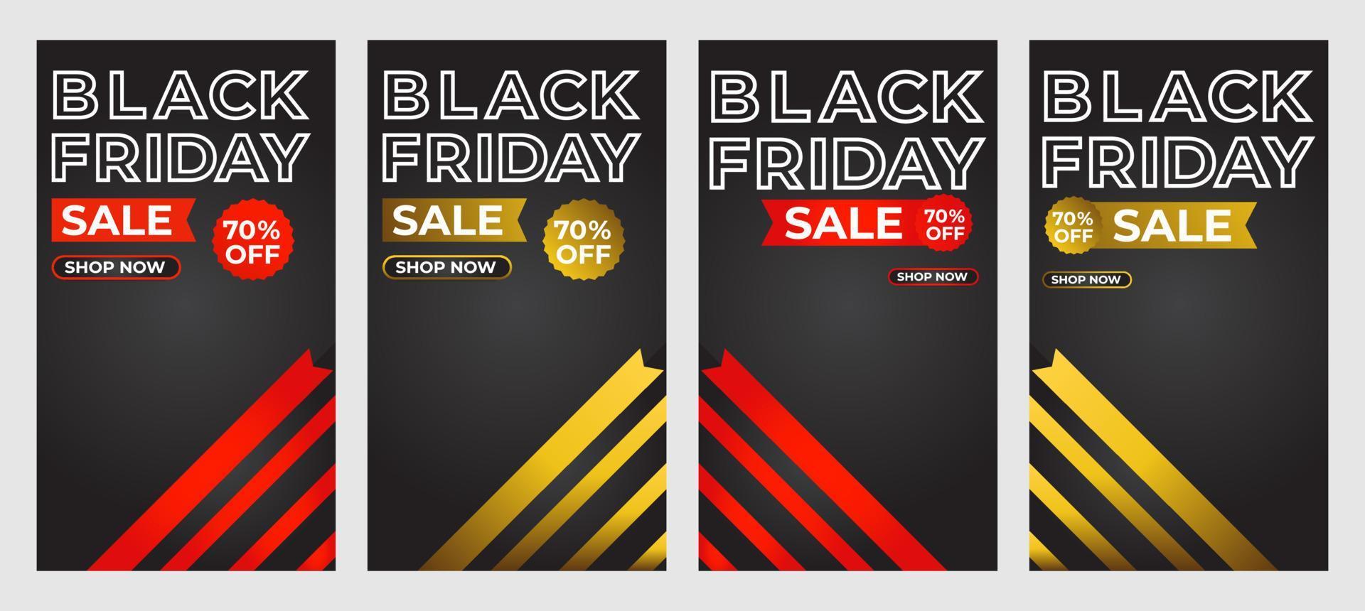 raccolta di promozione di storie sui social media di vendita del black friday vettore