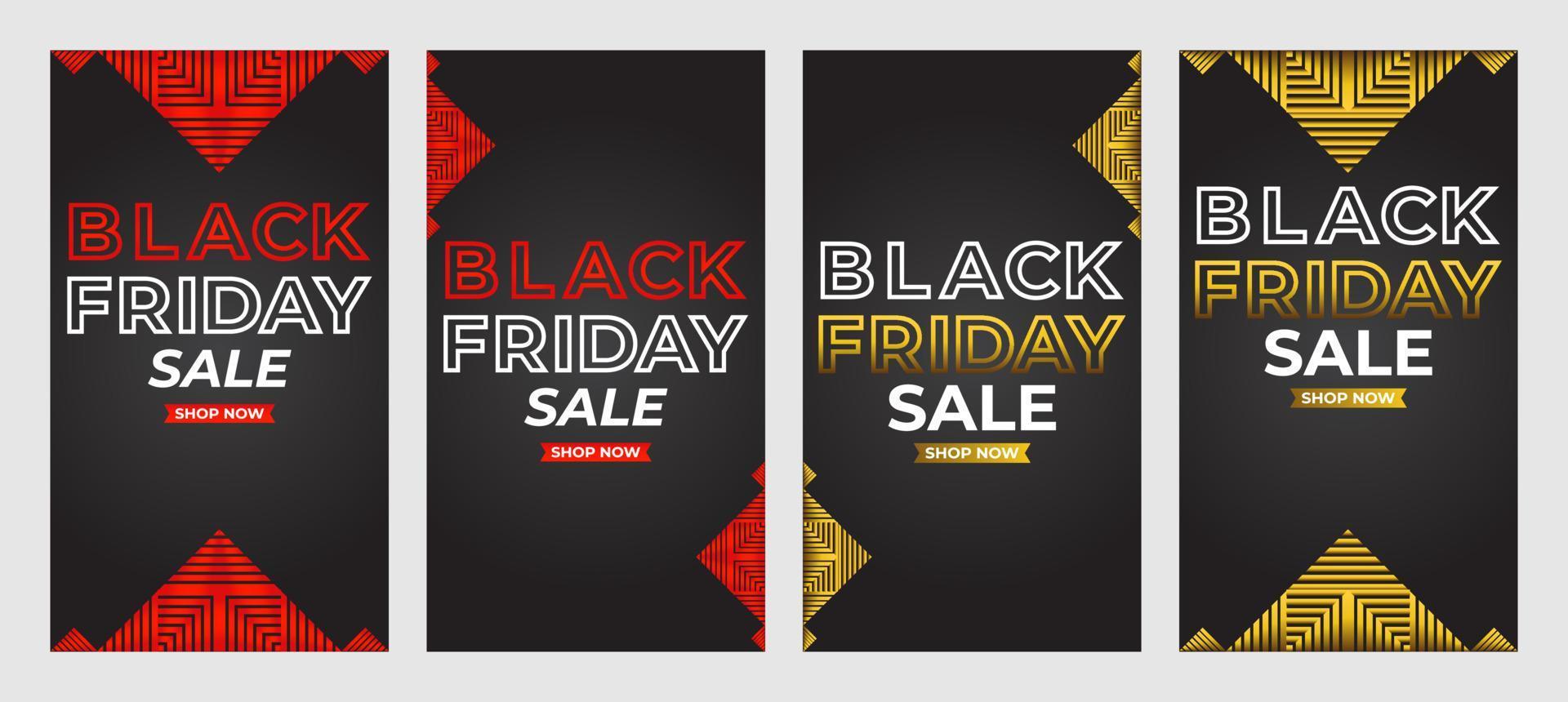 raccolta di promozione di storie sui social media di vendita del black friday vettore