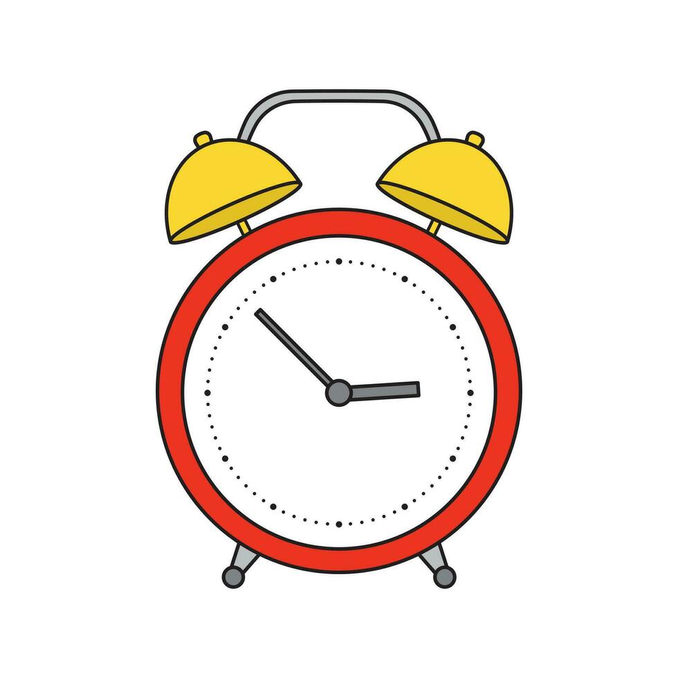 bambini disegno cartone animato vettore illustrazione allarme orologio icona isolato su bianca
