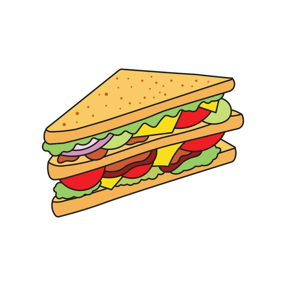 bambini disegno vettore illustrazione cartone animato Sandwich icona isolato su bianca