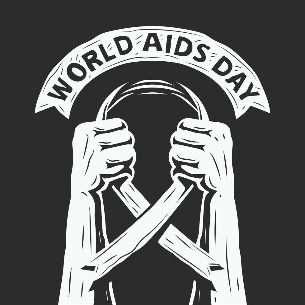 vettore disegnato a mano dell'illustrazione della giornata mondiale dell'aids