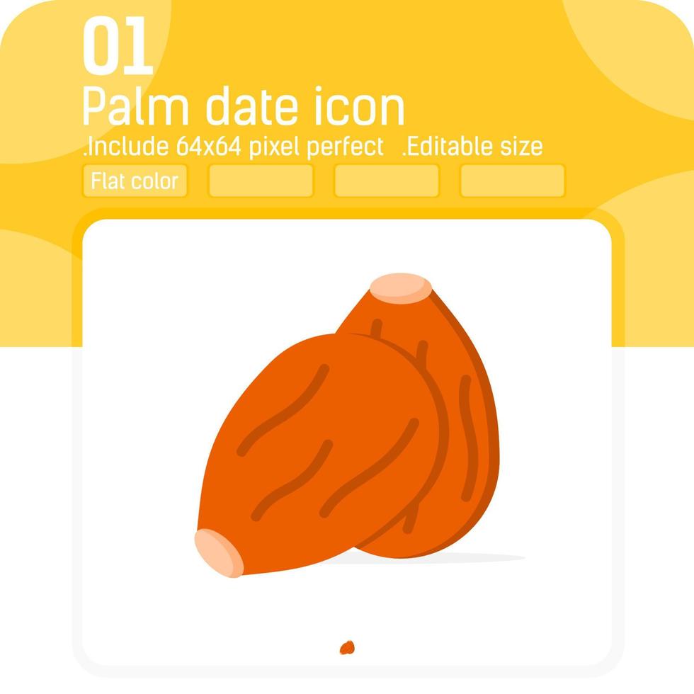 icona di data di palma con stile piatto di alta qualità isolato su priorità bassa bianca. illustrazione vettoriale semplice elemento sottile icona simbolo di colore piatto per ui, ux, sito Web, frutta, logo, app mobili e tutti i progetti