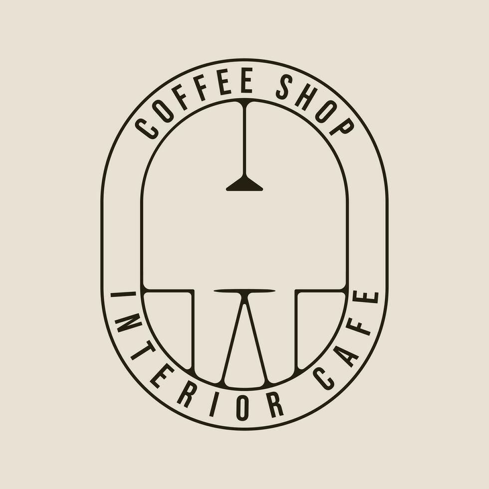 caffè negozio linea arte logo icona e simbolo vettore illustrazione disegno, con interno bar minimalista design .