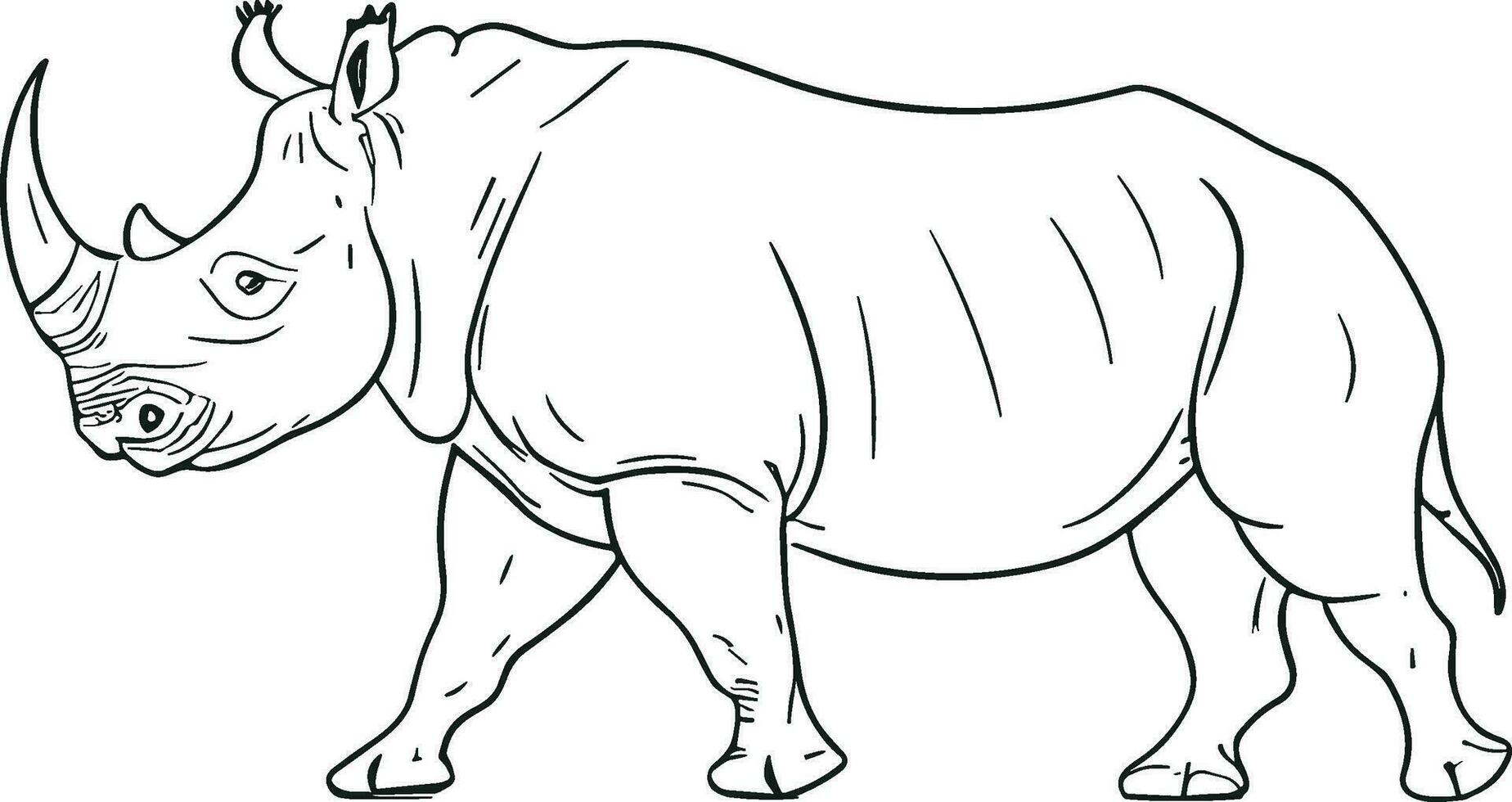 rinoceronte mano disegnato vettore illustrazione. Perfetto per progetti relazionato per animali selvatici, safari avventure, e africano temi. ai generato illustrazione.