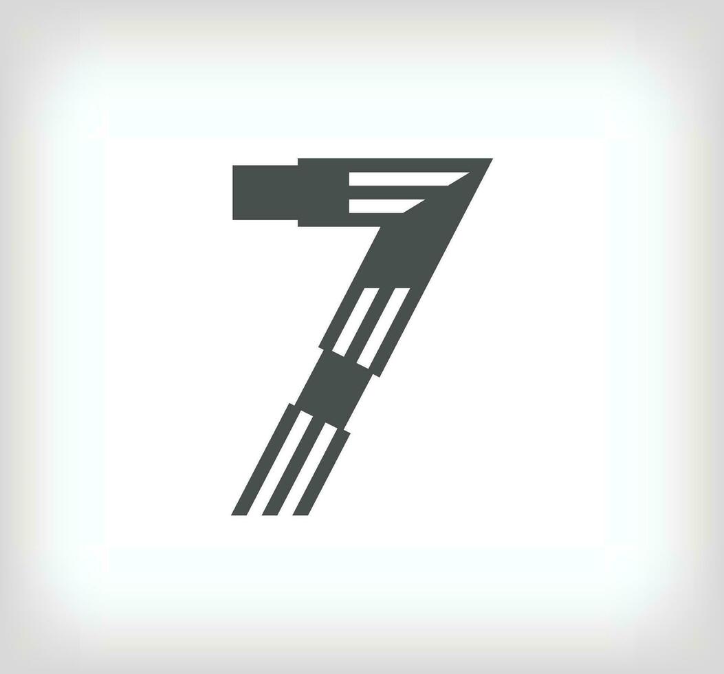 numero 7 lineare moderno logo. il lettera è nel il modulo di strisce. alfabeto numero personaggio e lineare astratto design. logo, aziendale identità, applicazione, creativo manifesto e di più. vettore