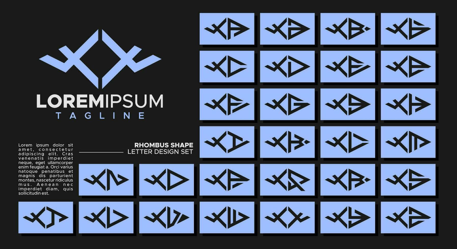 fascio di geometrico linea rombo lettera X xx logo design vettore