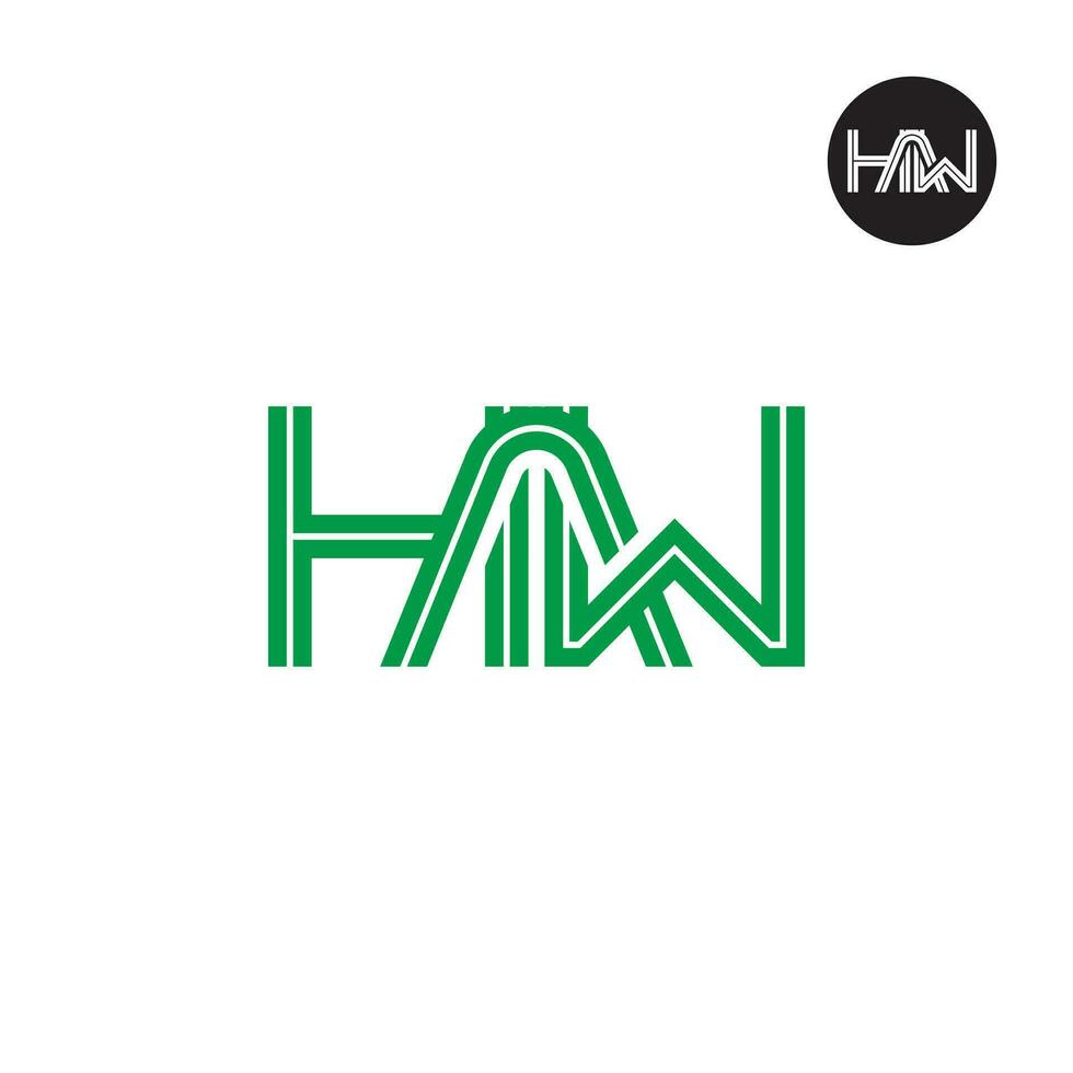 lettera haw monogramma logo design con Linee vettore