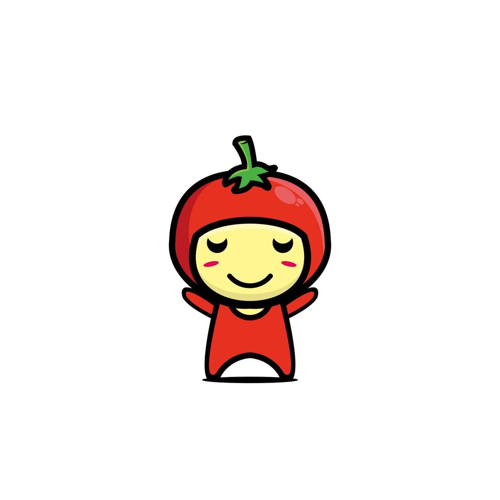 simpatico personaggio dei cartoni animati di pomodoro. disegno dell'illustrazione del personaggio dei cartoni animati stile piatto semplice. illustrazione su sfondo bianco vettore