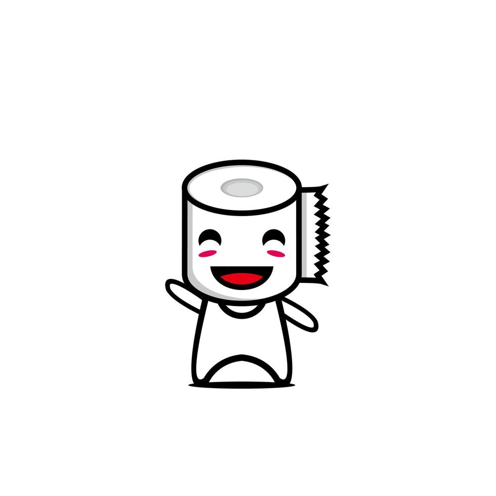rotolo di carta igienica carino sorridente divertente. illustrazione vettoriale piatto personaggio dei cartoni animati, isolato su sfondo bianco