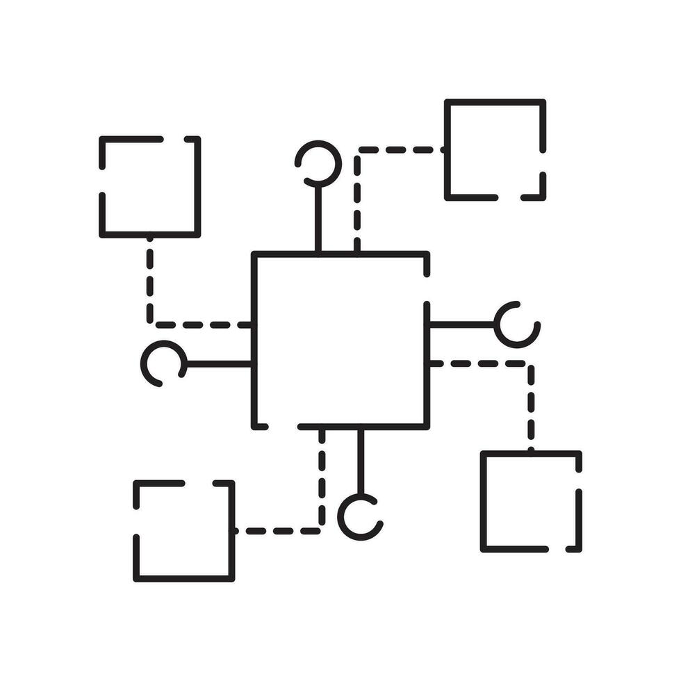 blockchain vettore linea concetto icona o logo elemento. tecnologia e i soldi finanza.