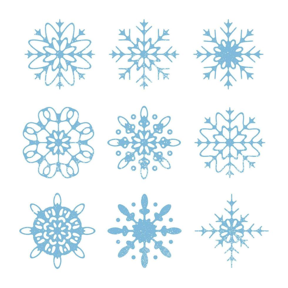 inverno i fiocchi di neve nel un' semplice stile, silhouette. vettore illustrazione nel disegnato a mano piatto stile