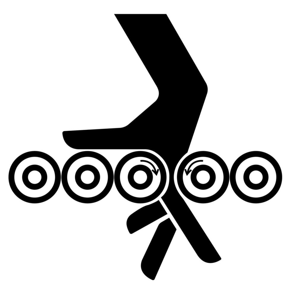 segno di simbolo dei rulli di impigliamento della mano vettore