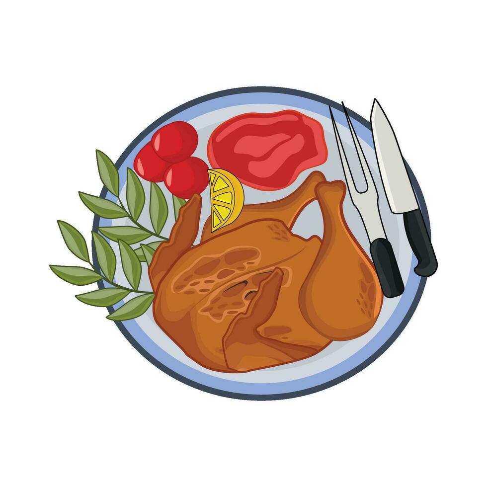 illustrazione di arrostito pollo vettore