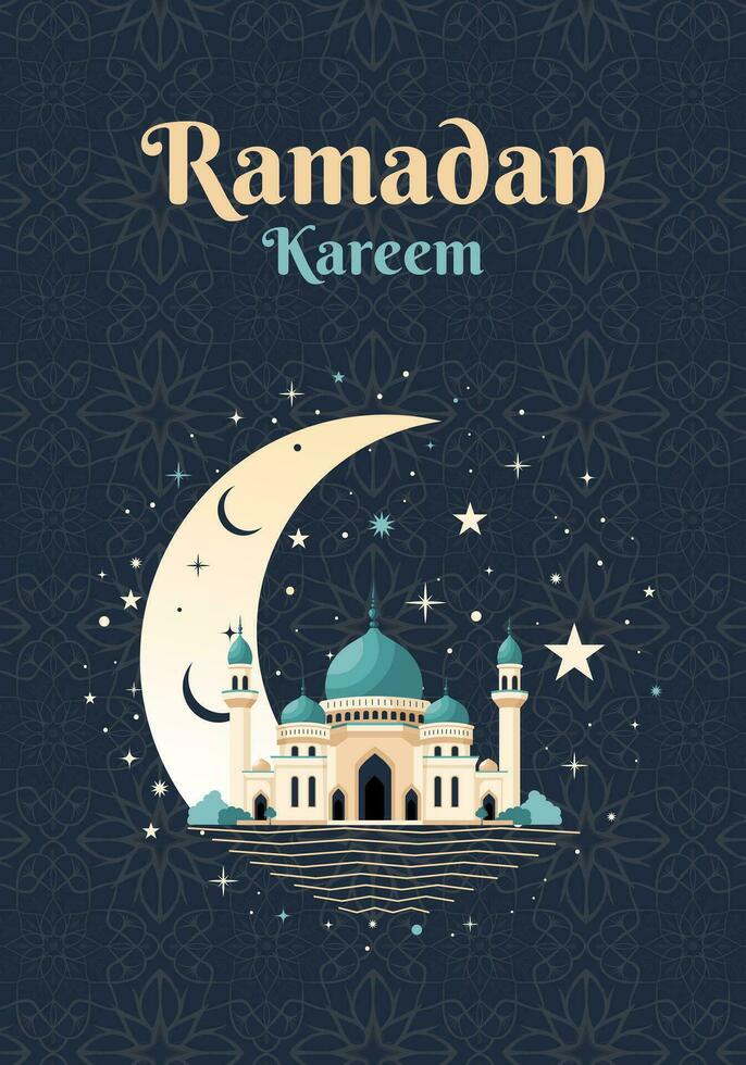 islamico saluto carta, Ramadan modello. Ramadan kareem. manifesto, media striscione. vettore