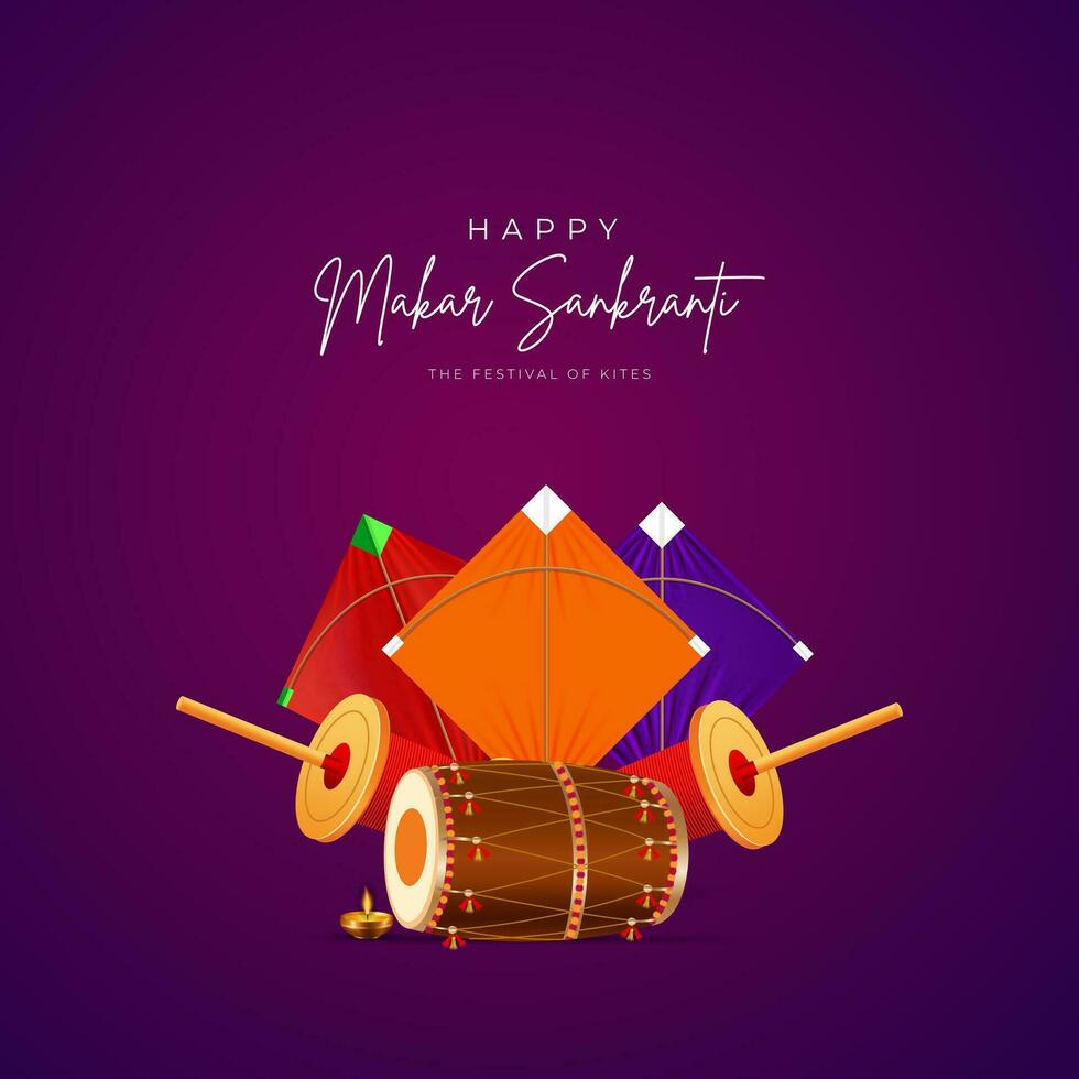 makar sankranti creativo sociale media inviare vettore