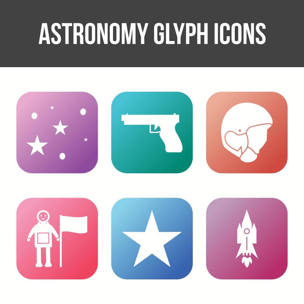 set di icone vettoriali glip di astronomia unico