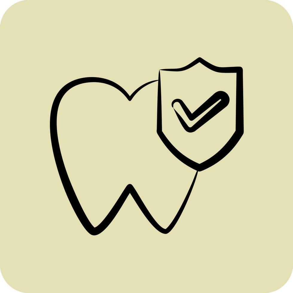 icona dentale assicurazione. relazionato per finanza simbolo. mano disegnato stile. semplice design modificabile. semplice illustrazione vettore