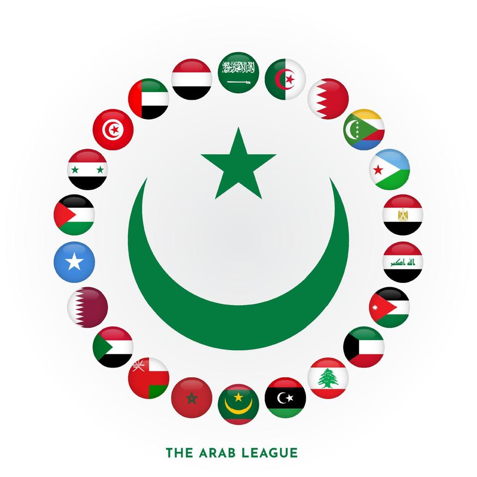 set del design del membro del paese della bandiera della lega araba vettore