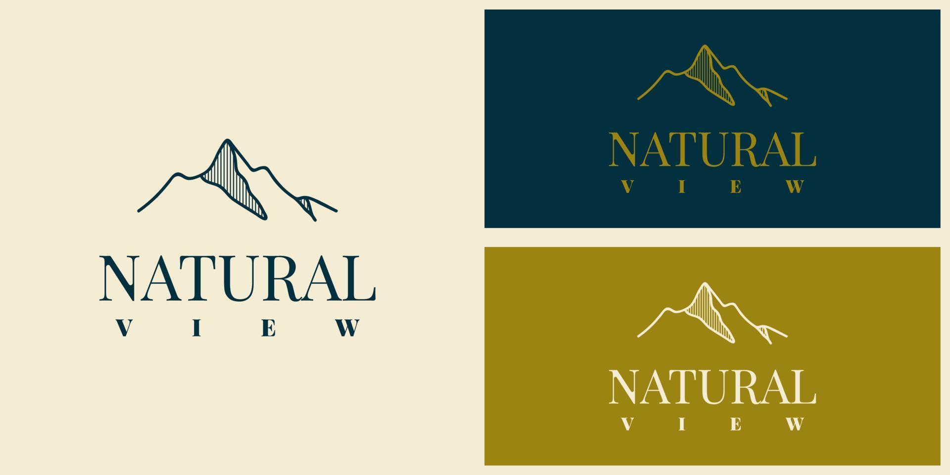 disegno del modello dell'illustrazione del logo della montagna di vista naturale vettore
