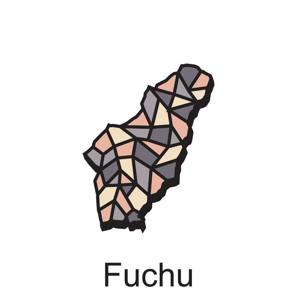 carta geografica città di fuchu mondo carta geografica internazionale vettore modello con schema grafico stile, isolato su bianca sfondo
