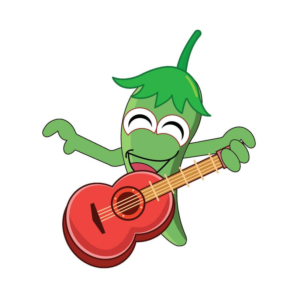 chili personaggio giocando chitarra messicano illustrazione vettore