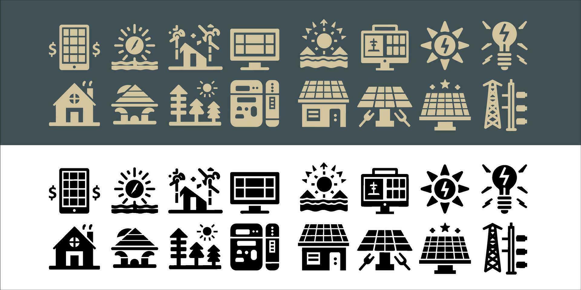 vettore impostato linea icone di solare pannelli collezione nel trasparente sfondo