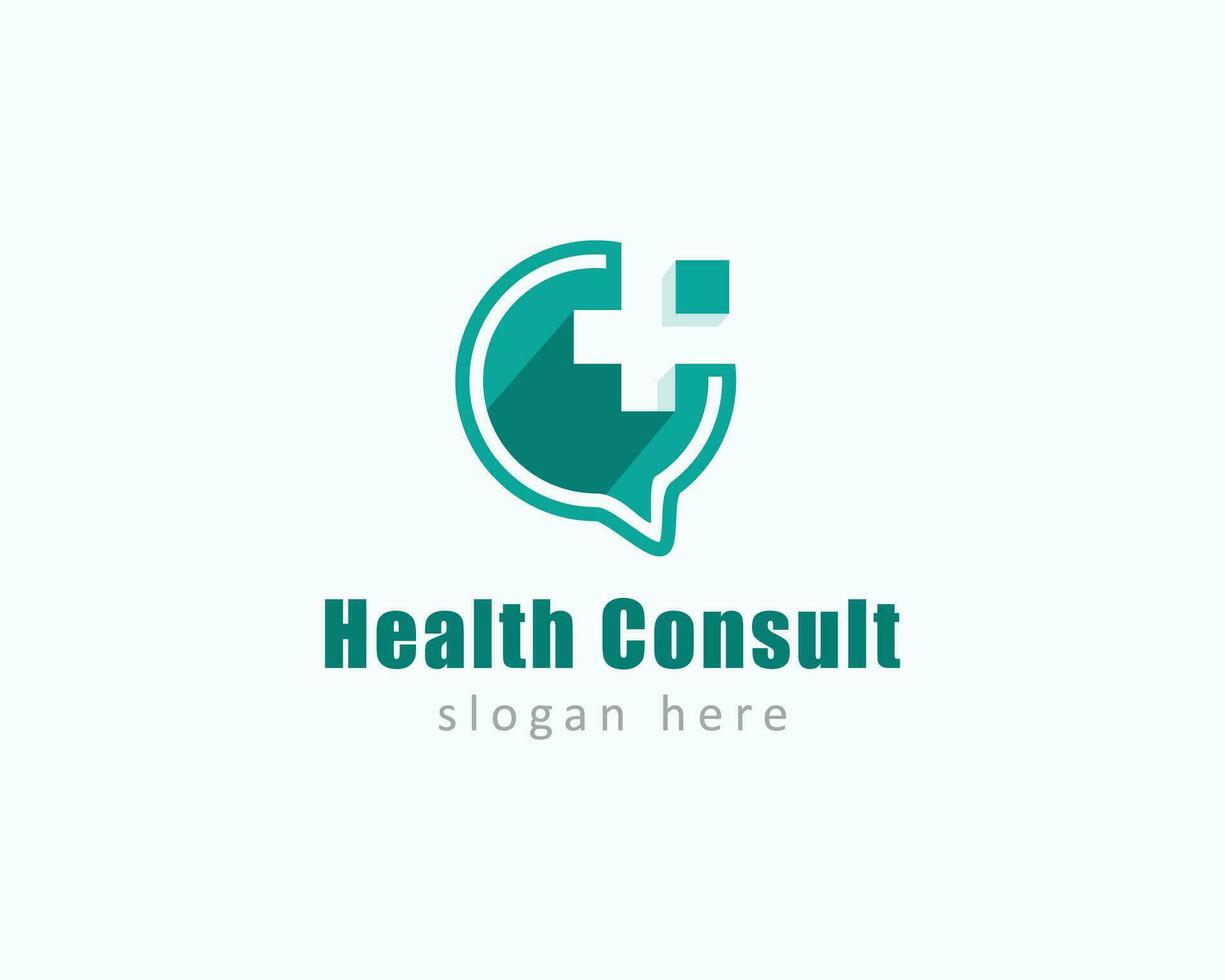 Salute consultare logo creativo design concetto Chiacchierare soluzione medico clinica più vettore