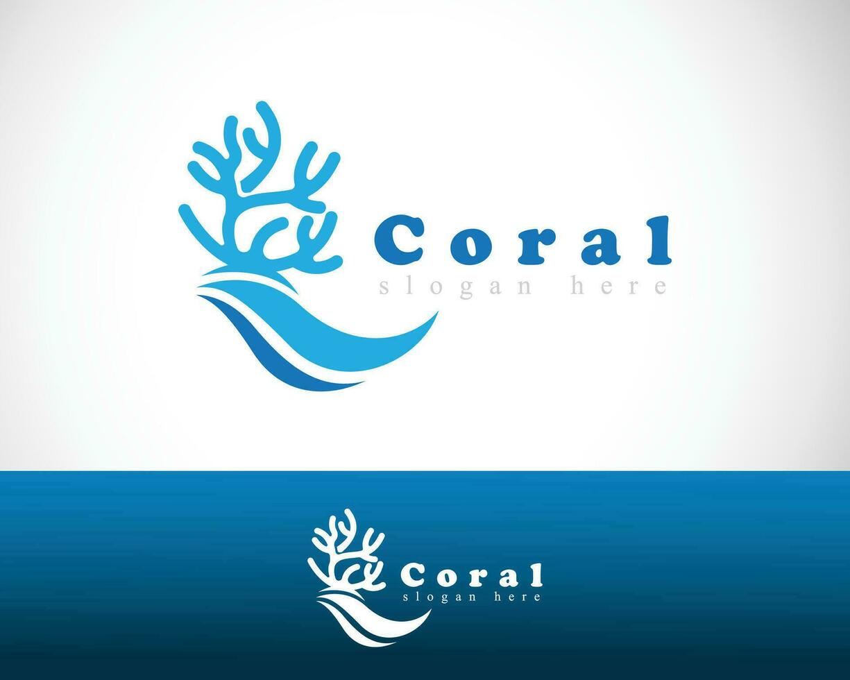 corallo logo creativo spiaggia emblema marca illustrazione vettore onda