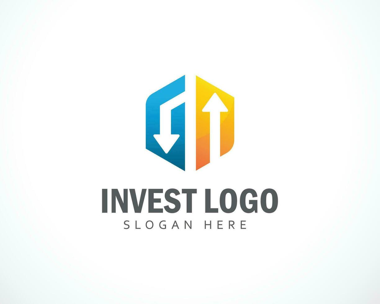 investire logo creativo cartello simbolo freccia mercato finanza attività commerciale design modello vettore