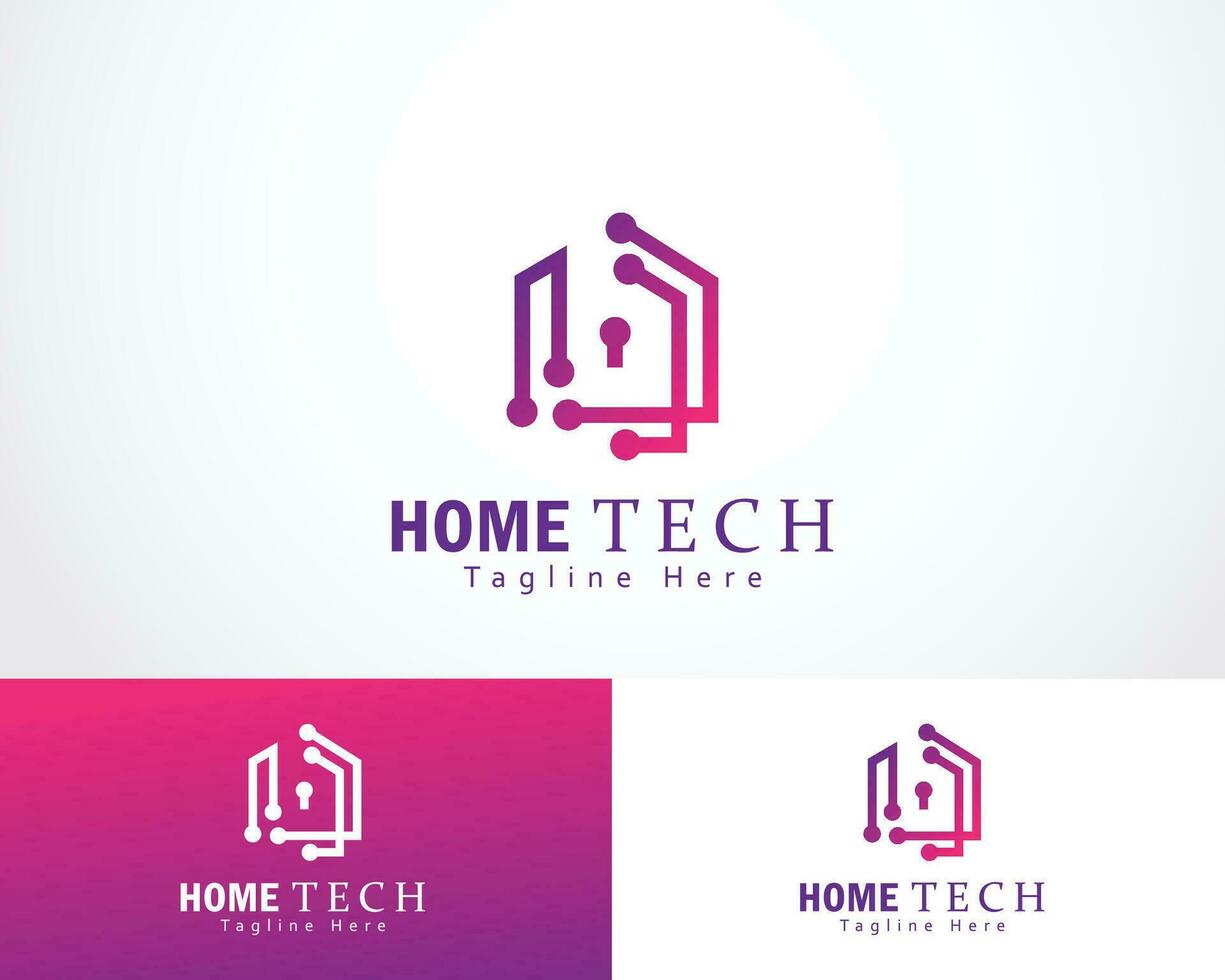 casa Tech logo creativo Collegare Rete design concetto casa sicurezza Tech vettore