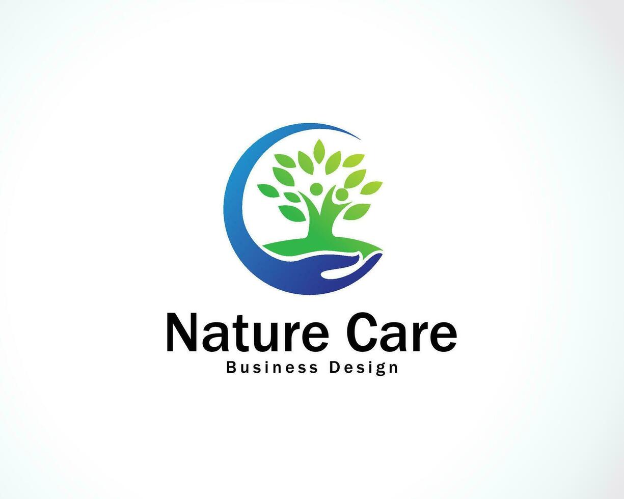 natura cura logo creativo albero logo mano design concetto crescita persone contento design creativo vettore