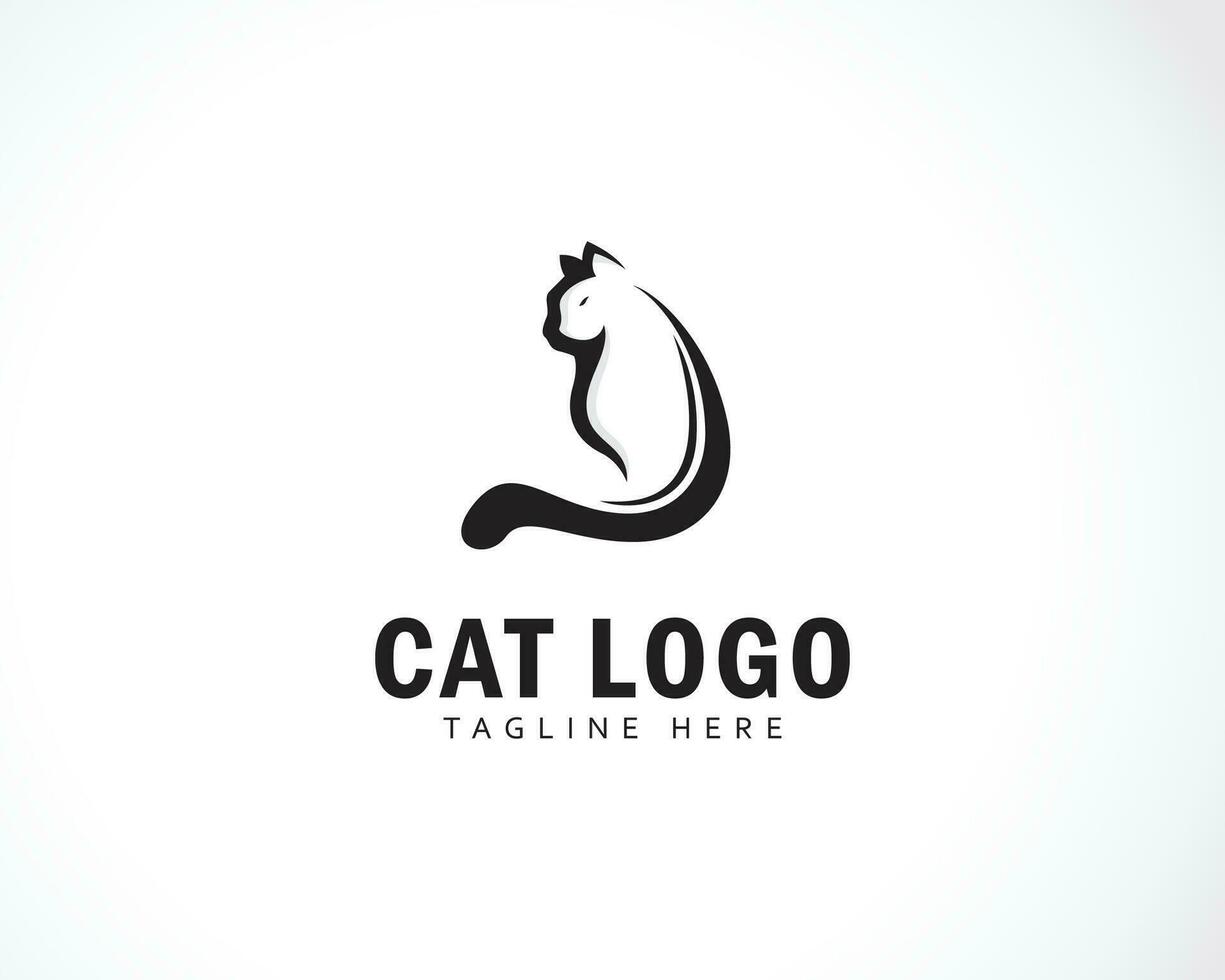 gatto logo design creativo animale testa cura degnare nero vettore