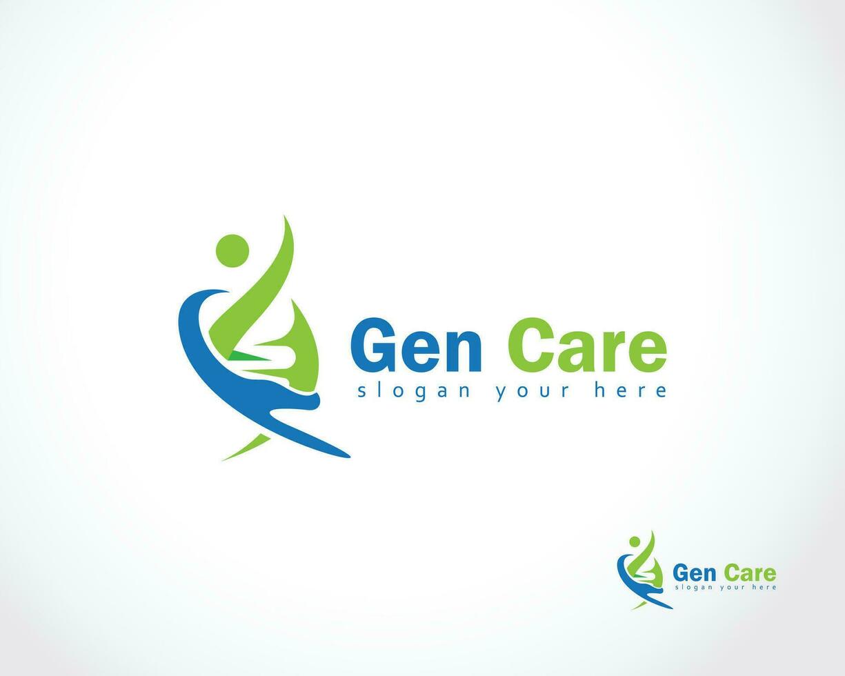 gen cura logo creativo persone e mano design concetto dna logo vettore