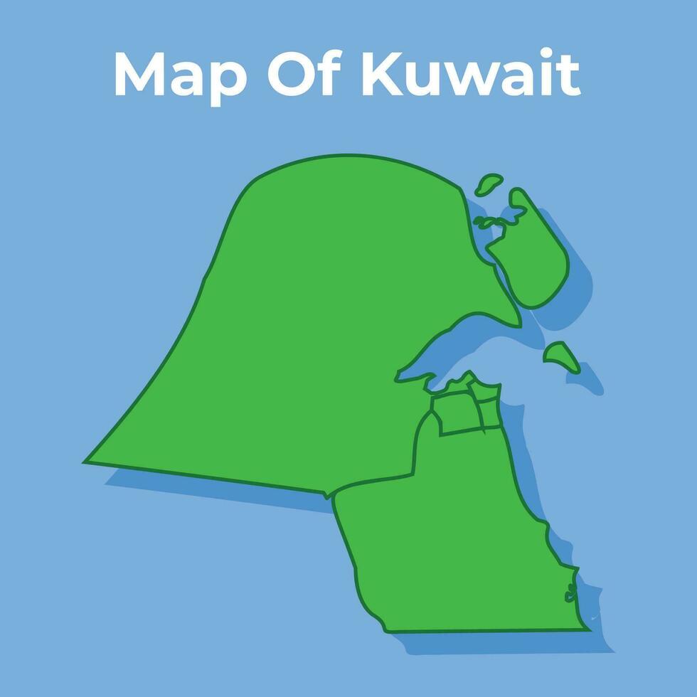 dettagliato carta geografica di Kuwait nazione nel verde vettore illustrazione