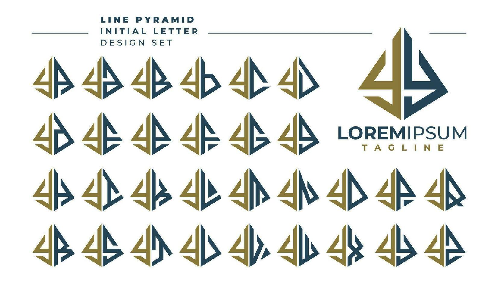 impostato di geometrico piramide lettera y yy logo design vettore