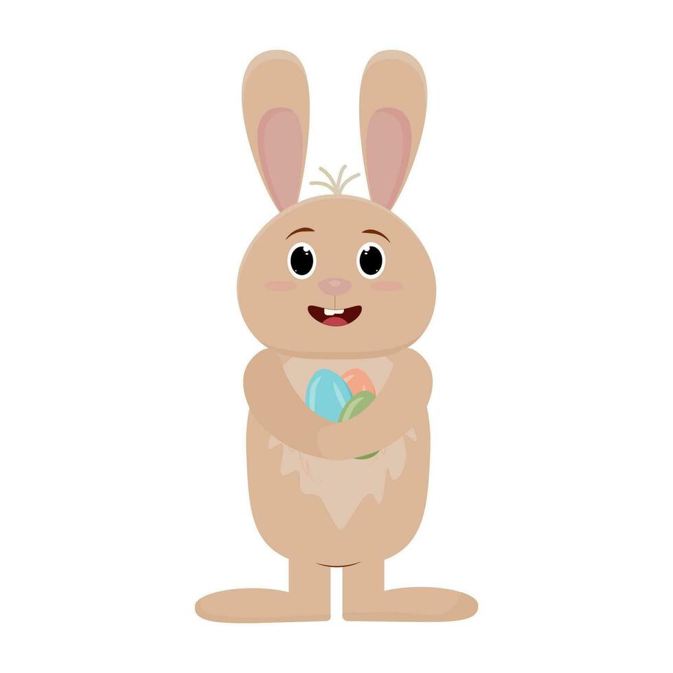 cartone animato coniglietto Tenere Pasqua uovo. vettore. Pasqua coniglio. vettore