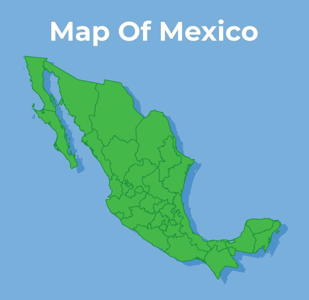 dettagliato carta geografica di Messico nazione nel verde vettore illustrazione