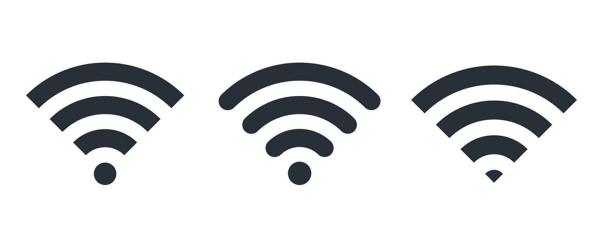 Wi-Fi segnale simboli. Wi-Fi icona impostato simbolo. senza fili e Wi-Fi icona o Wi-Fi icona cartello. vettore