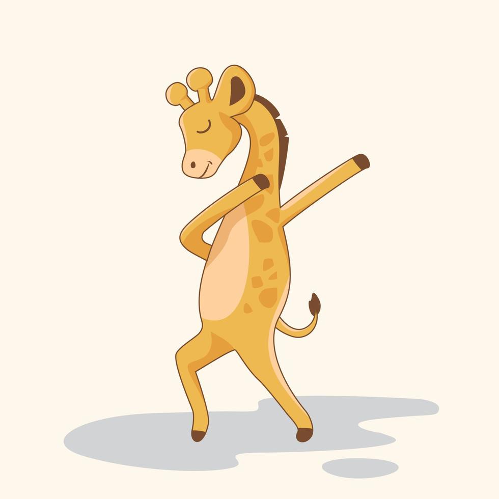 tamponando giraffa carino dab dance vettore