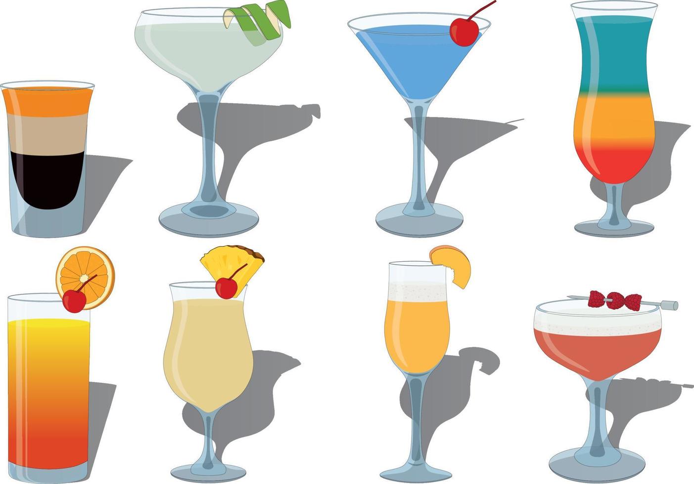 illustrazione vettoriale di raccolta di cocktail alcolici