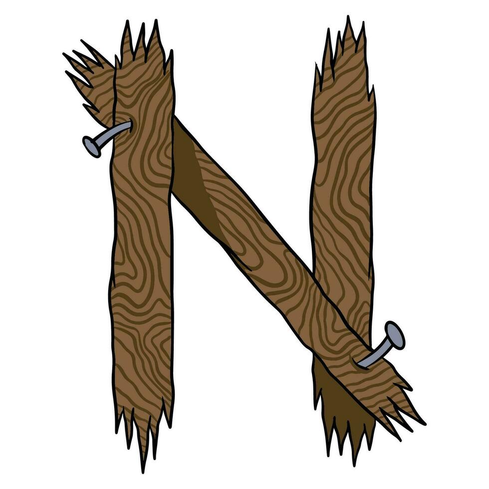 n di legno alfabeto font vettore